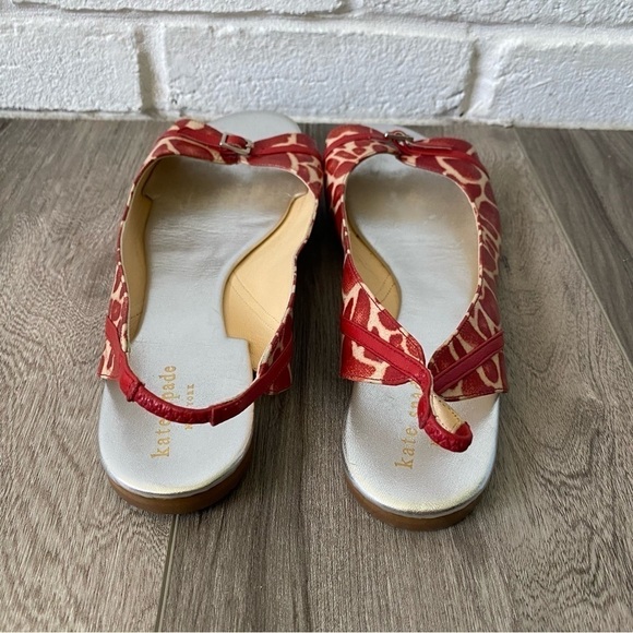 Kate Spade Slingback Peeptoe Flats Shoes Pink White Printed Women’s Size 9 - Picture 4 of 7